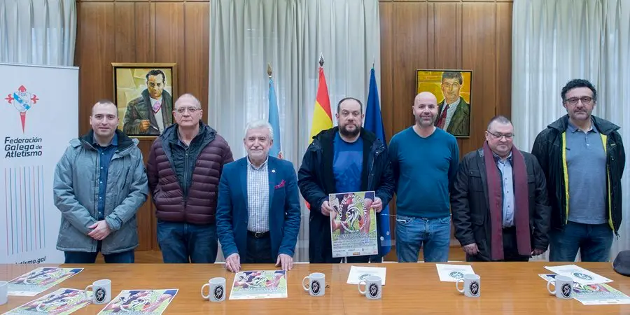 Presentación co I Cros de Antioquía na sala de xuntas da Deputación de Ourense. Asisten Rosendo Fernandez (Vicepresidente Deputación), Luis Miguel Gil (Concelleiro deportes Concello de Xinzo), Felipe Traveso (Alcaldede Sandiás), Ángel Fidalgo (Delegado de atletimos de Ourense), Jorge Vázquez (Xerente Hipódromo de Antela) e Óscar Gómez (DIrectivo Asociación Deportiva Limiactiva).