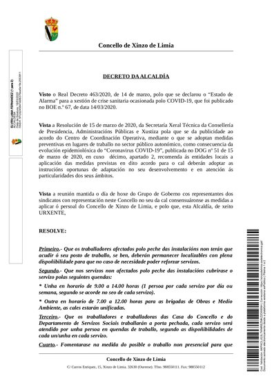 Decreto reorganización servicios munipais