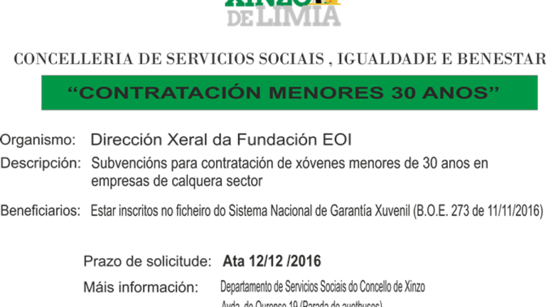 Contrataci&oacute;n xoves menores de 30 anos