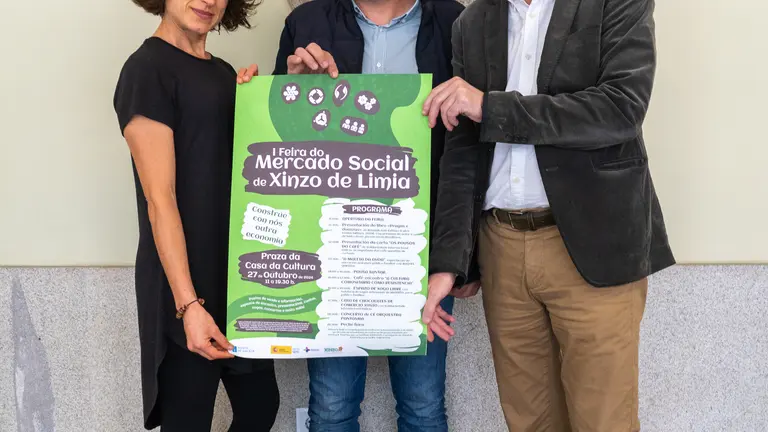 Chus Caramés, Amador Díaz e Carlos Gómez na presentación da Feira.