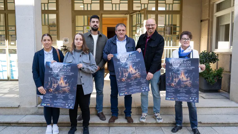 Soraya López (LIMISI), Ana Lozano (CIvitas Limicorum), Marcos Argibay (Civitas Limicorum), Amador Díaz (alcalde), Ricardo Sieiro (concelleiro) e Lola Rico (Escola Rural de Saúde da Limia).