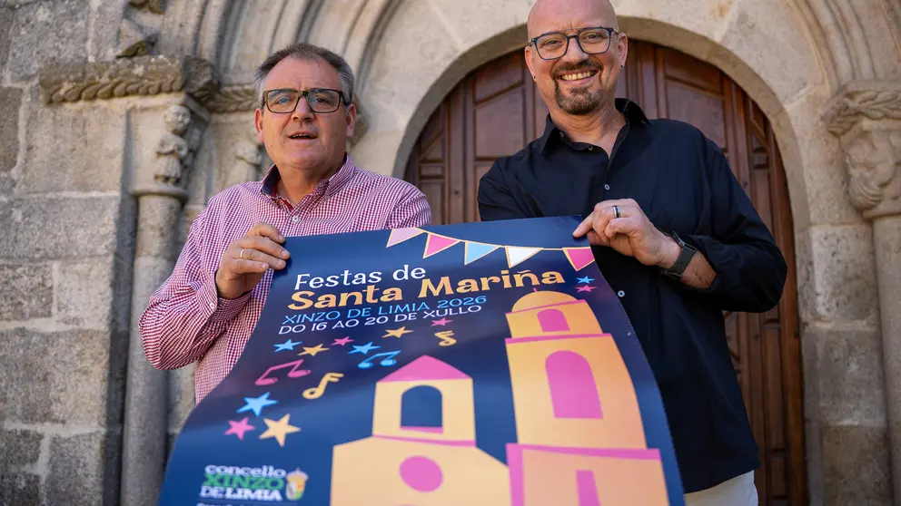 Amador D&iacute;az e Ricardo Sieiro na presentaci&oacute;n das Festas de Santa Mari&ntilde;a.