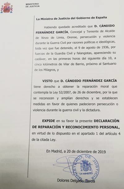 RECOÑECEMENTO cÁNDIDO fERNÁNDEZ