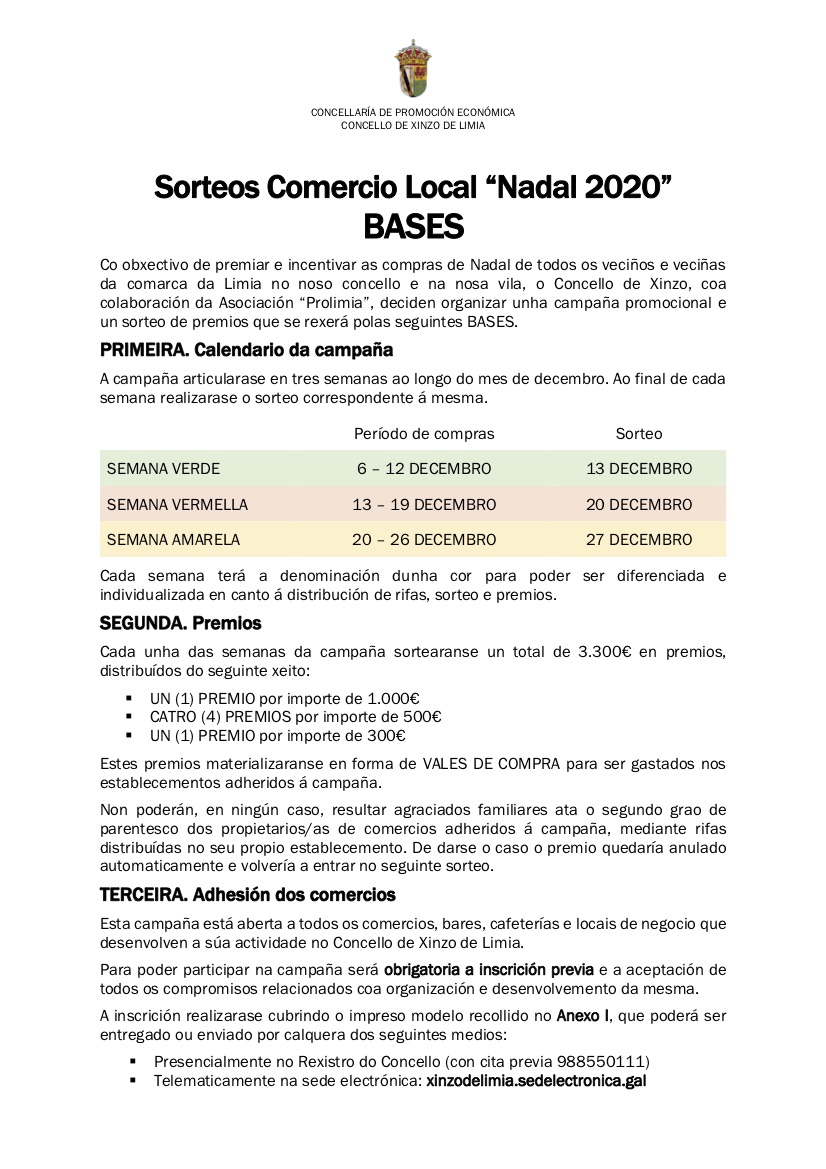 BASES Sorteos Nadal 2020