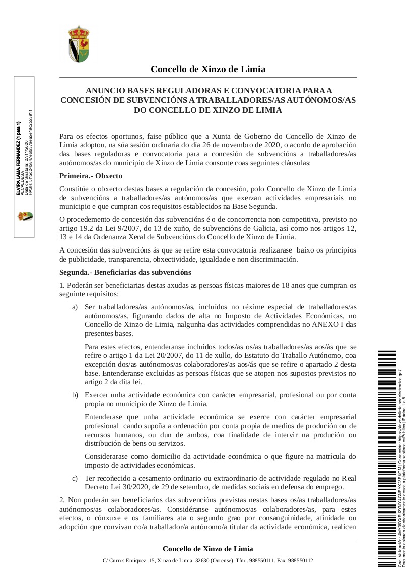 20201202_Publicacion_ANUNCIO BOP CONVOCATOR IA E BASES SUBVENCIÓNS AUTÓNOMOS GALEGO
